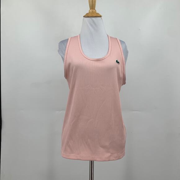 Lacoste Sport Tank Top Women 42 L Large SLIM Fit Ultra Dry Ribbed Knit Racerback - Picture 2 of 10